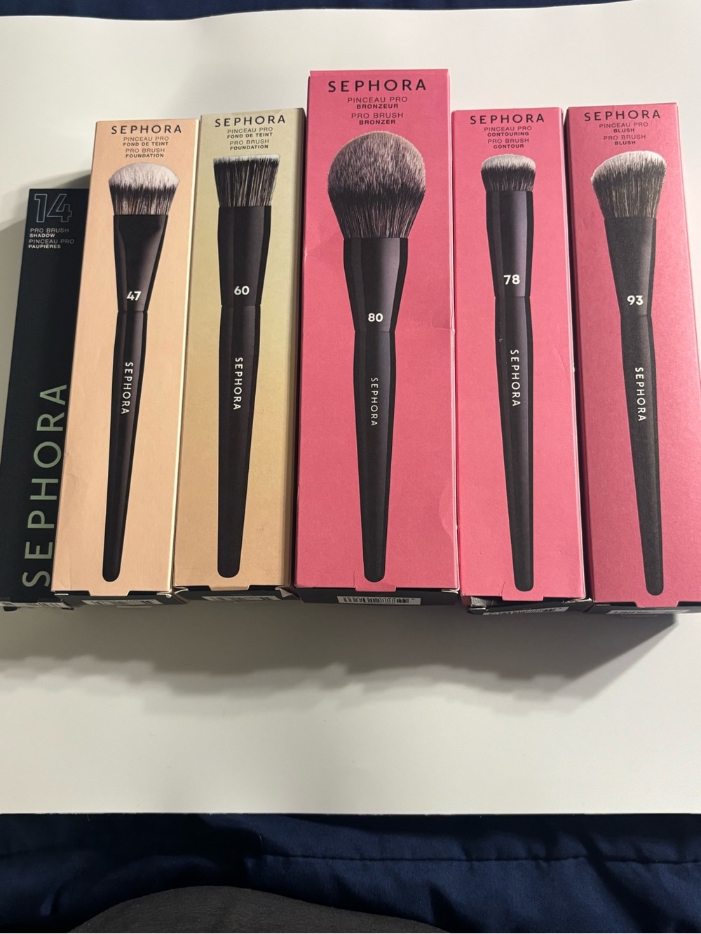 6 Sephora Pro Brush Set 2 foundation 1contour 1blush 1bronzer 1powder 1eyeshadow - Picture 1 of 5